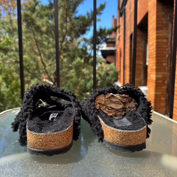 New Birkenstock Arizona Big Buckle Teddy Sandals Slip On in Black Gold US 9 / 40 - Picture 7 of 15